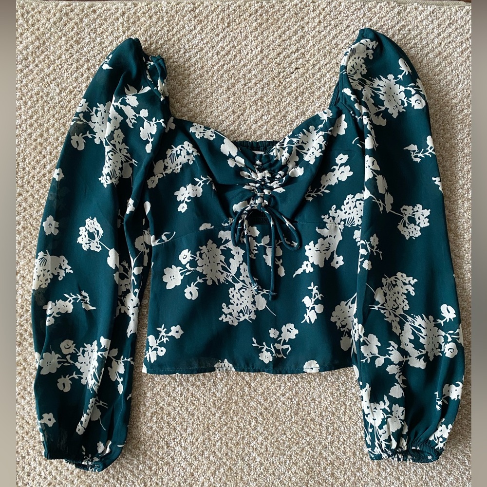 Floral Lace-Up Women's Top